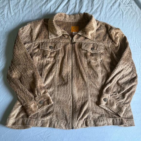 Ruby Rd. Jackets & Blazers - Ruby Rd. Plush Tan Zip-Up Jacket